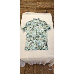 Denim & Flower Ricky Singh Mens Medium Tropical Palm Tree Viscose Button Down